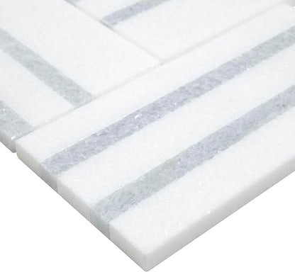 MSI Azula Linea 8 in. x 13 in. Polished Marble Mosaic Floor and Wall Tile for Bathroom, Kitchen Backsplash, Accent Wall Tile, and Shower Wall Tile