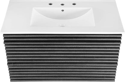 Modway Render 36" Wall-Mount Bathroom Vanity in Charcoal White