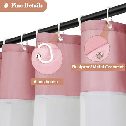 UFRIDAY Pink Shower Curtain Decorative Polyester Fabric Shower Curtain for Bathroom with Sheer Window Set 72 x 72 Inch for Girls Woman Lady,Light Pink