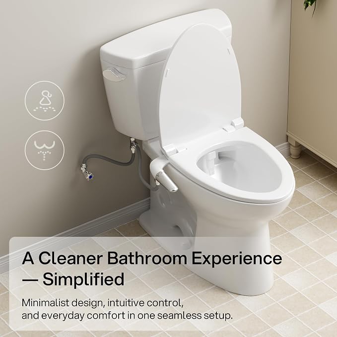 hansrapo Ultra-Slim Bidet Attachment for Toilet, Dual mode Fresh Water Bidet with Self-Cleaning Nozzle, One-Handle Pressure Control, Quick-Release Design, Non-Electric Bidet Seat Attachment