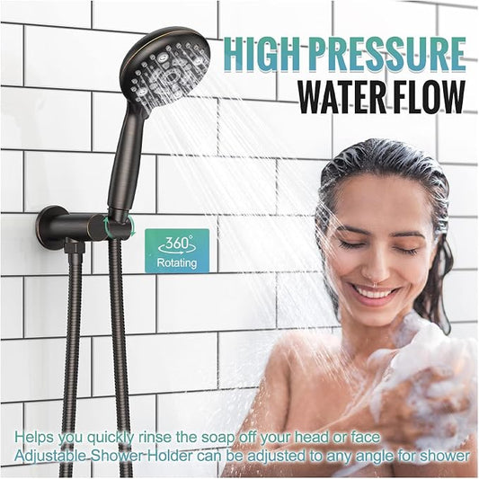 SR SUN RISE Shower Faucet - 16 Inch Multifunctional High Pressure Shower Head System with Handheld Shower Head Fixtures - Valve Included - Oil Rubbed Bronze