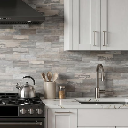 Yipscazo 2026 New Upgrade Peel and Stick backsplash 3 x 6 Inches, Backsplash Tile Peel and Stick Tile for Kitchen, Bathroom, Laundry Room, Fireplace(Light Wood, 160 Pieces)