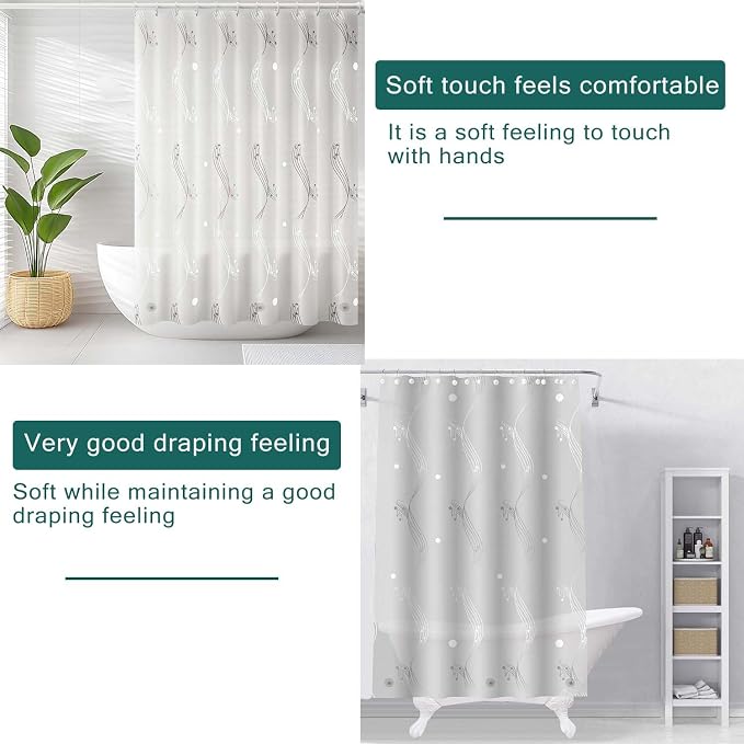 Shower Curtain Liner, 100% Waterproof Peva Shower Curtains with 3 Duty Heavy Bottom Magnets and 12 Rust Proof Grommets, 72x72 Weighted Shower Liner for Shower Stall, Bathtubs
