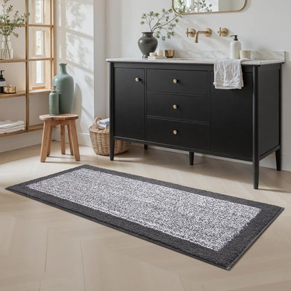 Bathroom Rugs 48x17 Non Slip Washable, Grey Bath Mat for Bathroom Floor Tub, Soft Absorbent Quick Dry Mats for Shower, Bathtub,Home Decor