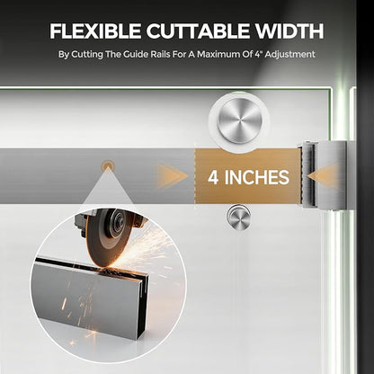 Frameless Stainless Steel Sliding Shower Door, 56-60" W x 60" H - 5/16" (8mm) Thick Tempered Glass Rust-Proof Glass Shower Door with Dual Tracks in Brushed Nickel