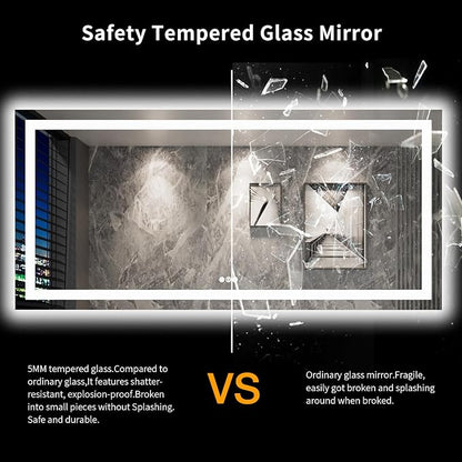 LOAAO 84"X40" LED Bathroom Mirror with Lights, UL Listed | Anti-Fog, Dimmable, 3 Color Temperature, Backlit + Front Lit, Memory Function, Tempered Glass