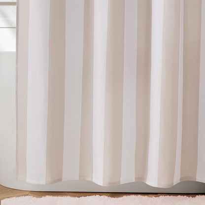 Ohocut Vertical Striped Shower Curtain, Cute Retro Vintage Stripe Bow Bathroom Shower Curtain, Waterproof Polyester Fabric Modern Bath Curtain for Bathroom 72x72 Inches Beige