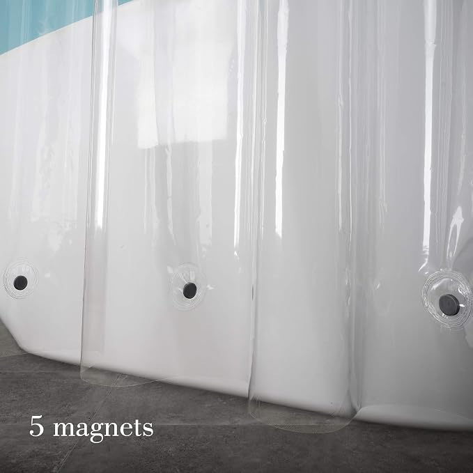 EurCross 72 x 96 inch Extra Long Clear Shower Curtain Liner with 5 Magnets, 9G PVC Free Thick EVA Shower Liner, Heavy Duty Weighted Clear Shower Curtain for Bathroom 96 inch Length