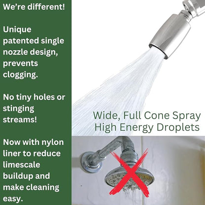 High Sierra® - CLASSIC™ Solid Lead-Free Metal 2.0 GPM Award Winning. High Pressure Shower Head. Patented Nozzle Never Clogs - Brushed Nickel Finish