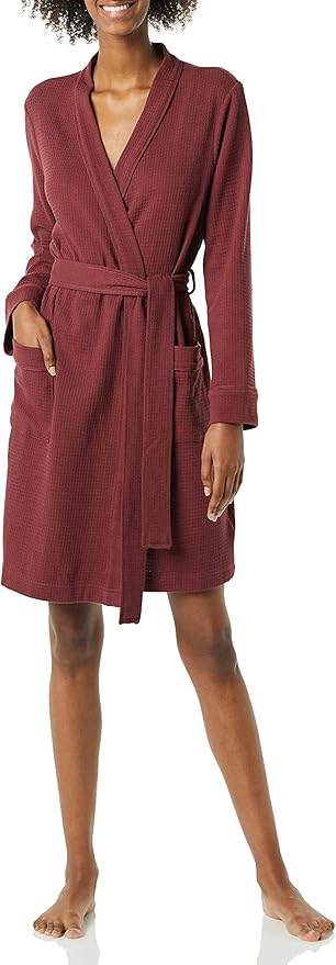 Amazon Essentials Women's Lightweight Cotton Waffle Mid-Length Bathrobe (Available in Plus Size)