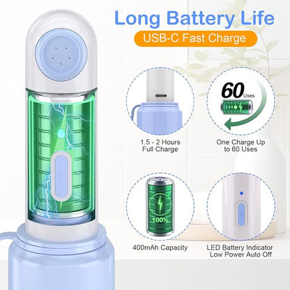 Portable Bidet Toilet Aids Wiper Tool Set for Travel 350ML Bottle | 450mAh Battery | IPX7 Waterproof |Compact & High-Powered with 2 Pressure Modes for Wiping and Personal Hygiene (Blue)