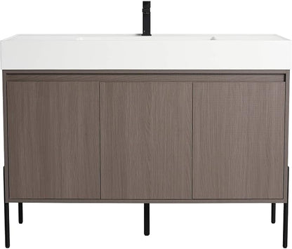 Crownpoint 48 Inch Bathroom Vanity with Sink, White Sink, Gray Oak Finish, Full Assembly Required, Elegant Bathroom Vanities for Modern Homes