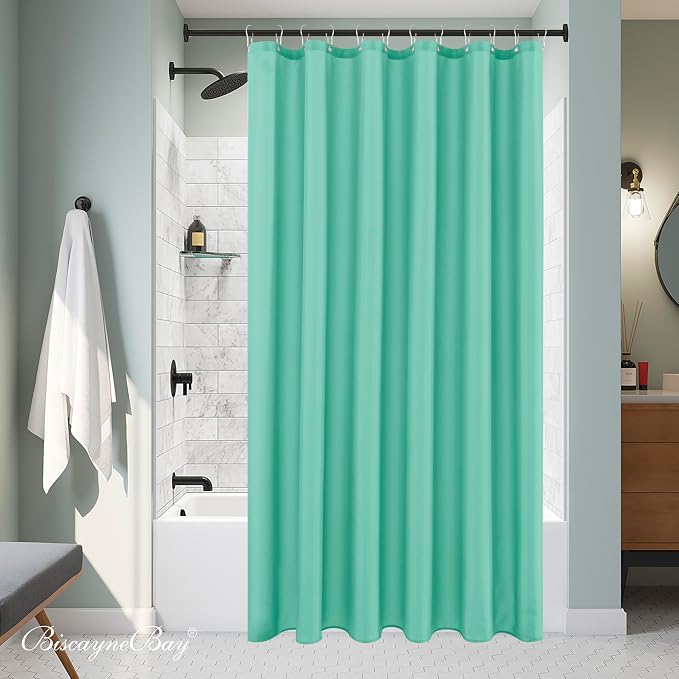Fabric Shower Curtain Liner 72"W x 84"L-Teal Extra Long Shower Liners | Hotel Quality Water Resistant Machine Washable Shower Liner-Cloth Polyester Light Weight High Ceilings Bathroom Curtain Liner