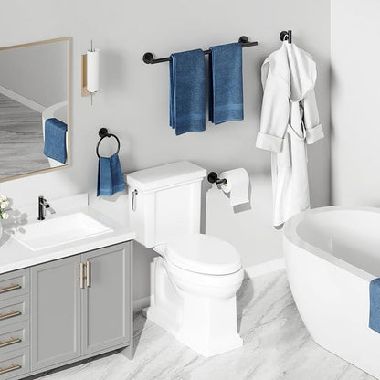 4PCS Matte Black Bathroom Accessories Set, 24-Inch Towel Bar Set | Durable SUS304 Stainless Steel Bathroom Hardware Set, Towel Racks for Bathroom Wall Mounted, Modern Home Decor