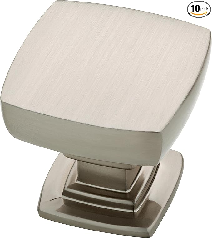 Franklin Brass (10-Pack) – Brushed Nickel Cabinet Knobs for Dressers, Drawers, Kitchen Cabinet Door, Vanity, Furniture, Closet Knobs, 1-1/8 Inch Square | Webber