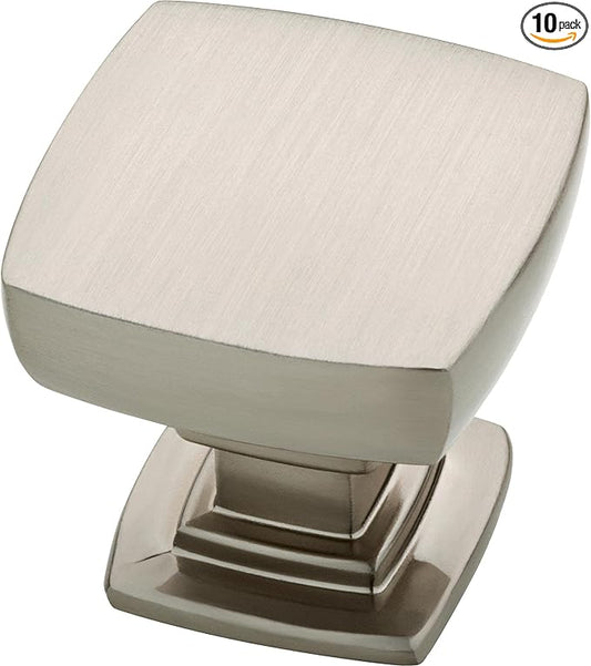 Franklin Brass (10-Pack) – Brushed Nickel Cabinet Knobs for Dressers, Drawers, Kitchen Cabinet Door, Vanity, Furniture, Closet Knobs, 1-1/8 Inch Square | Webber