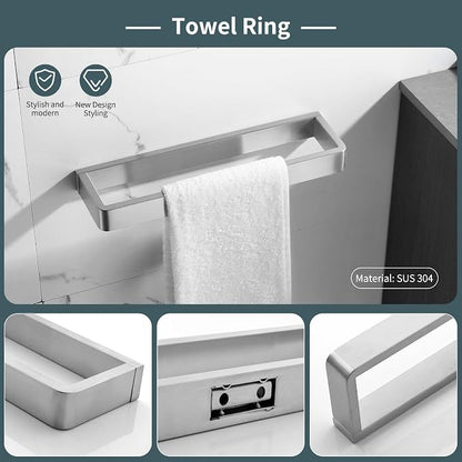 YACVCL 4-Piece Bathroom Hardware Set Brushed Nickel Towel Bar Set Premium Stainless Steel Bath Towel Holder Sets Towel Racks Wall Mounted