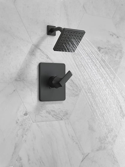 Delta Velum 14 Series Shower Faucet Set, Matte Black Shower Head and Handle Set, Valve Trim Kit, Matte Black T14237-BL (Valve Not Included)