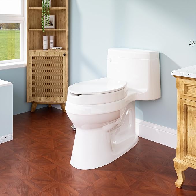 3" Raised Toilet Seat with Bidet - Non-Electric Bidet with Dual Nozzles - Elevated Toilet Risers for Seniors & Limited Mobility - Easy Install & Clean (Elongated)