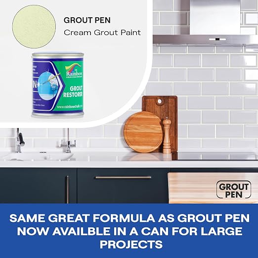 Grout Pen Grout Paint for Tile, Floor & Shower - Cream - 125ml (4.2oz) | Waterproof Paint Grout Refresh Restorer for Kitchen & Bathroom Tiles - Can Size for Larger Projects