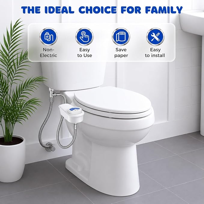 Bidet Attachment for Toilet, Dual Nozzle, Self-Cleaning, Adjustable