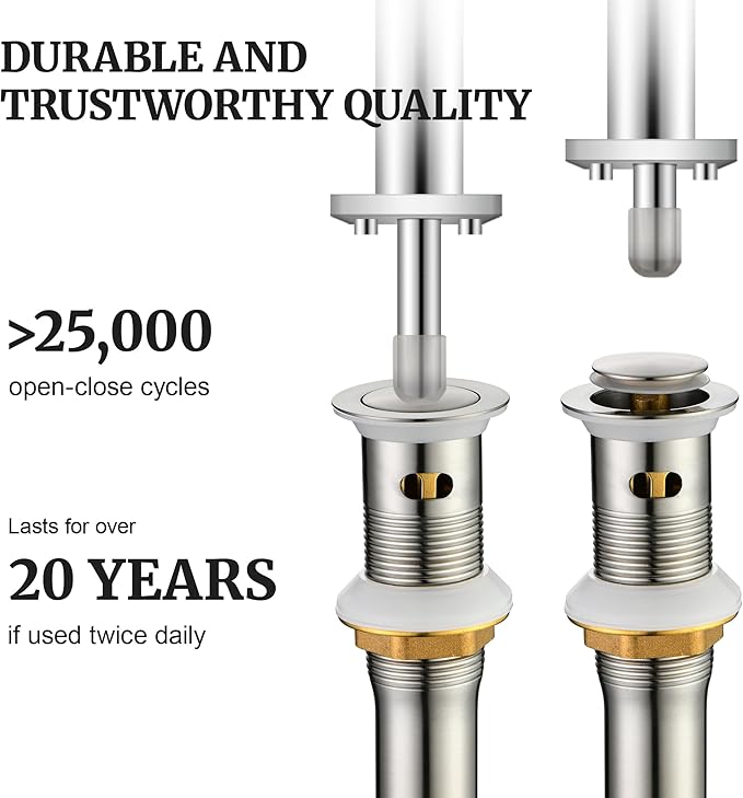 Pop up Sink Drain Stopper for Bathroom Vessel Vanity Sink Art Basin Brushed Nickel, Small Cap with Overflow, Metal Pop up Drain Strainer with Detachable Basket Stopper | Pop Up Drain, Made of Metal, Small Cap, with Detachable Basket Stopper, Drain Fast...