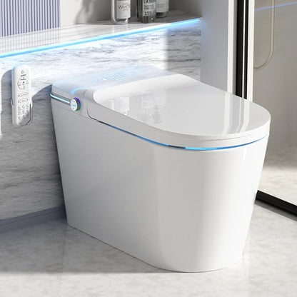 Smart Toilet with Bidet Built In with Warm Water Sprayer and Dryer | Foot Sensor Operation,Heated Seat toilet with LED Display for Bathroom,Auto Dual Flush