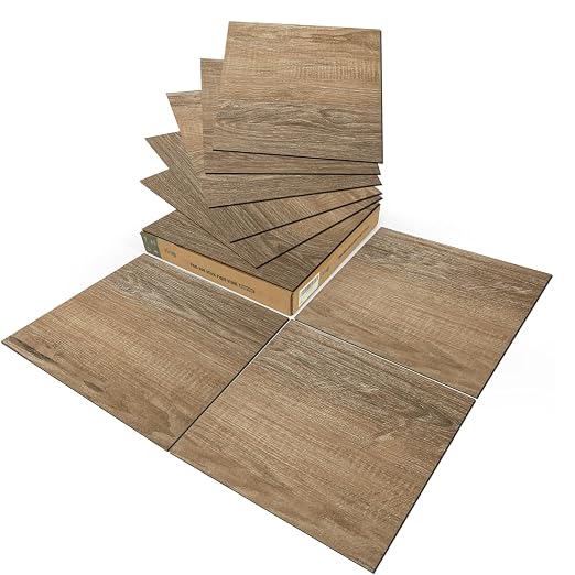 Art3d 30-Pack Peel and Stick Vinyl Floor Planks, 12" x 12", Light Brown Ash | Premium Vinyl, Self-Adhesive, Waterproof, Wood Grain, Fade-Resistant, Scratch-Proof, Ideal for Kitchen, Dining Room, Bedrooms