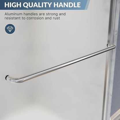 SUNNY SHOWER 60" W x 57.4" H Bathtub Shower Door 1/4" Frosted Glass Double Sliding Doors Tub Doors Chrome Finish