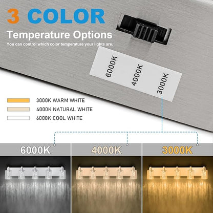 SineRise Vanity Light with 3 Color Modes (3000K/4000K/6000K), Eye Protection LED Bathroom Light Fixture, Dimmable Modern Wall Light Over Mirror with Clear Glass Shade (Chrome, 5-Light)