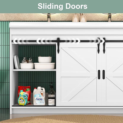 48 Inch Bathroom Vanity with Sink, Bathroom Vanity Cabinet with Doulble Sink, White Bath Vanities with 2 Sliding Doors (20" D x 48" W x 36" H)