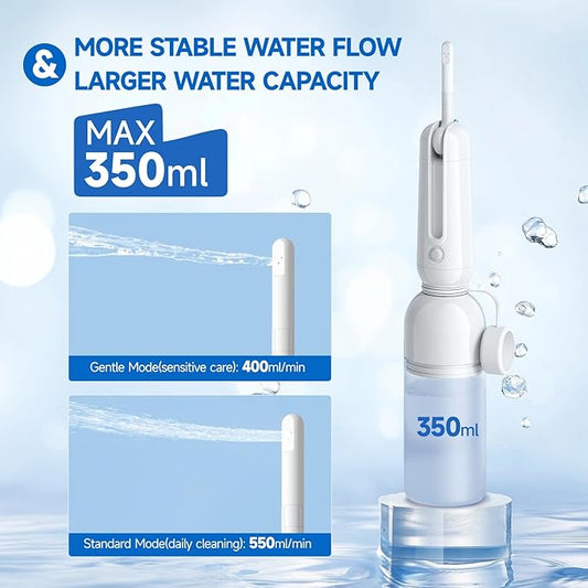 Morfone Portable Bidet for Travel, High Pressure Electric Handheld Sprayer 350ML with Dual Spray Modes, USB-C Rechargeable Waterproof Travel Bidet for Women, Men, Postpartum, Personal Hygiene(White)