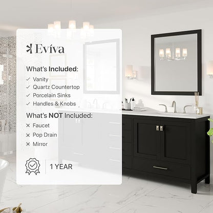 Eviva Aberdeen 84 in. Espresso Double Sink Bath Vanity with Carrara Quartz Top and Undermount Porcelain Sinks