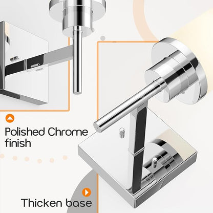 Vanity Lights Polished Chrome Bathroom Light Fixtures with White Frosted Glass Shade, Wall Sconces for Mirror Hallway Entrance, 2 Pack T001CH-L1-P2