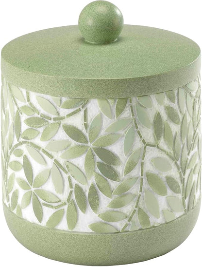 Avanti Linens - Covered Jar, Resin Countertop Accessories, Guest Bathroom Essentials (Stratford Collection, Green)
