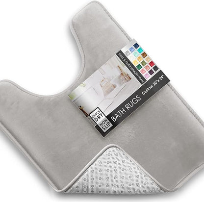 Clara Clark Bathroom Rugs, Velvet Memory Foam Bath Mat, Non-Slip, Machine Washable Bath Rugs - Dries Quickly, Ultra Soft Plush Bath Mats for Bathroom, 20 x 24, Silver