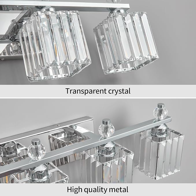 Vanity Lights 5-Light Modern Crystal Vanity Light Chrome Bathroom Light Fixtures Over Mirror Crystal Bathroom Vanity Lighting Fixtures