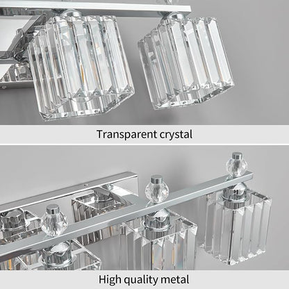 Vanity Lights 5-Light Modern Crystal Vanity Light Chrome Bathroom Light Fixtures Over Mirror Crystal Bathroom Vanity Lighting Fixtures
