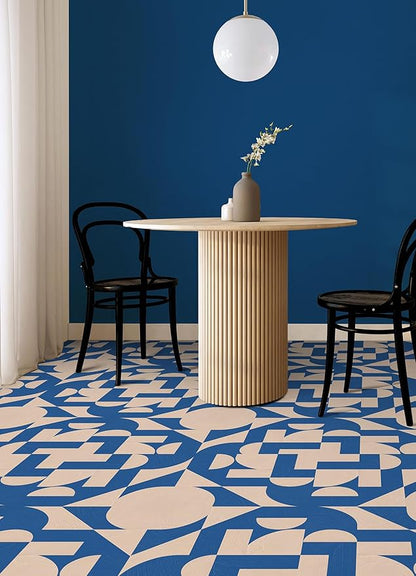 FloorPops x Very Gay Paint Gia Metric Coral and Blue Peel and Stick Floor Tiles, FP6335