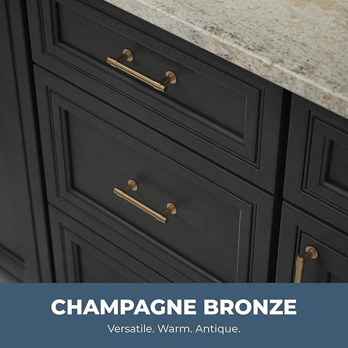 Franklin Brass Francisco (10-Pack) Cabinet Handles 3" Hole Center Pulls | Champagne Bronze Hardware Kitchen Door, Drawers, Dressers, Furniture P29520Z-CZ-B