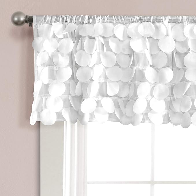 Lush Décor, White Lush Decor Gigi Valance Textured Window Kitchen Curtain (Single), 70" W x 14" L