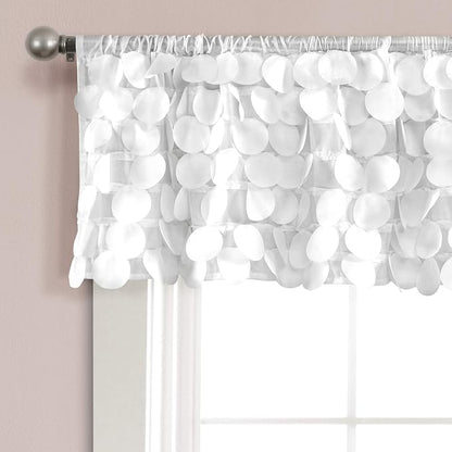 Lush Décor, White Lush Decor Gigi Valance Textured Window Kitchen Curtain (Single), 70" W x 14" L