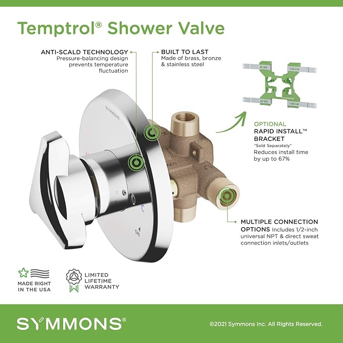 Symmons 262BODY Temptrol Brass Pressure-Balancing Tub and Shower Valve (Pack of 6)