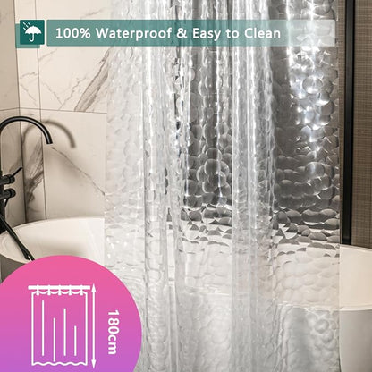 Shower Curtain Liner, 100% Waterproof EVA Shower Curtains with 3 Duty Heavy Bottom Magnets and 12 Rust Proof Grommets, 72x72 Weighted Shower Liner for Shower Stall, Bathtubs