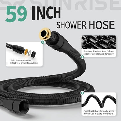 12 Inch Wide Rain Shower Head with Filtered Handheld Combo, High Pressure Rainfall Shower Head, 9 Spray Modes Handheld with 9-Inch Extension Arm, Comes with Filter Removes Chlorine(Black)