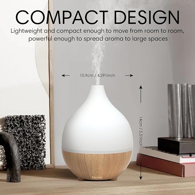 SALKING Essential Oil Diffuser 2 Pack, 100ml Aromatherapy Diffuser for Home | Cool Mist Humidifier with Auto Shut-Off, Ultrasonic Diffusers for Essential Oils, Warm White Lights, Quiet, Bedroom, Office