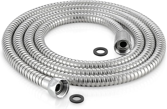 98" Metal Shower Hose Replacement Handheld Kink Free Stainless Steel Shower Head Wand Hose Extension Extra Long with Brass Insert and Nut, Durable & Flexible for Pet Bathing Cleaning