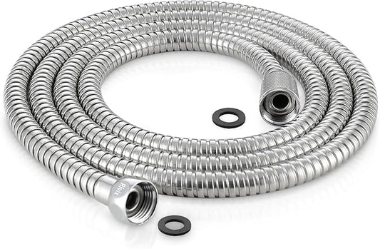 98" Metal Shower Hose Replacement Handheld Kink Free Stainless Steel Shower Head Wand Hose Extension Extra Long with Brass Insert and Nut, Durable & Flexible for Pet Bathing Cleaning