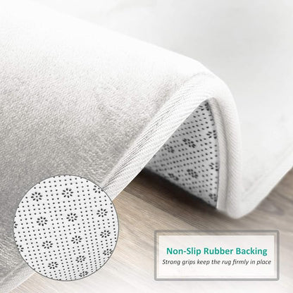 Clara Clark Bathroom Rugs, Velvet Memory Foam Bath Mat, Non-Slip, Machine Washable Bath Rugs - Dries Quickly, Ultra Soft Plush Bath Mats for Bathroom, 17 x 24, Solid White