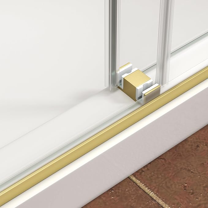 43"-48" W x 76" H Frameless Shower Door,Sliding Shower Door with 5/16"(8MM) SGCC Clear Tempered Glass,Reversible Installation,Nano Explosion-Proof Film,Waterproof Strip,for Bathroom,Brushed Gold